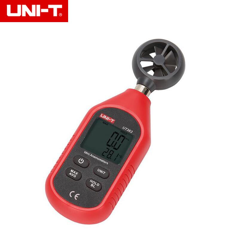 UNI-T UT363 0-30 m/s Digitale Mini Anemometer Wind Meter Luchtstroom Tester-10 ~ 50C Thermometer