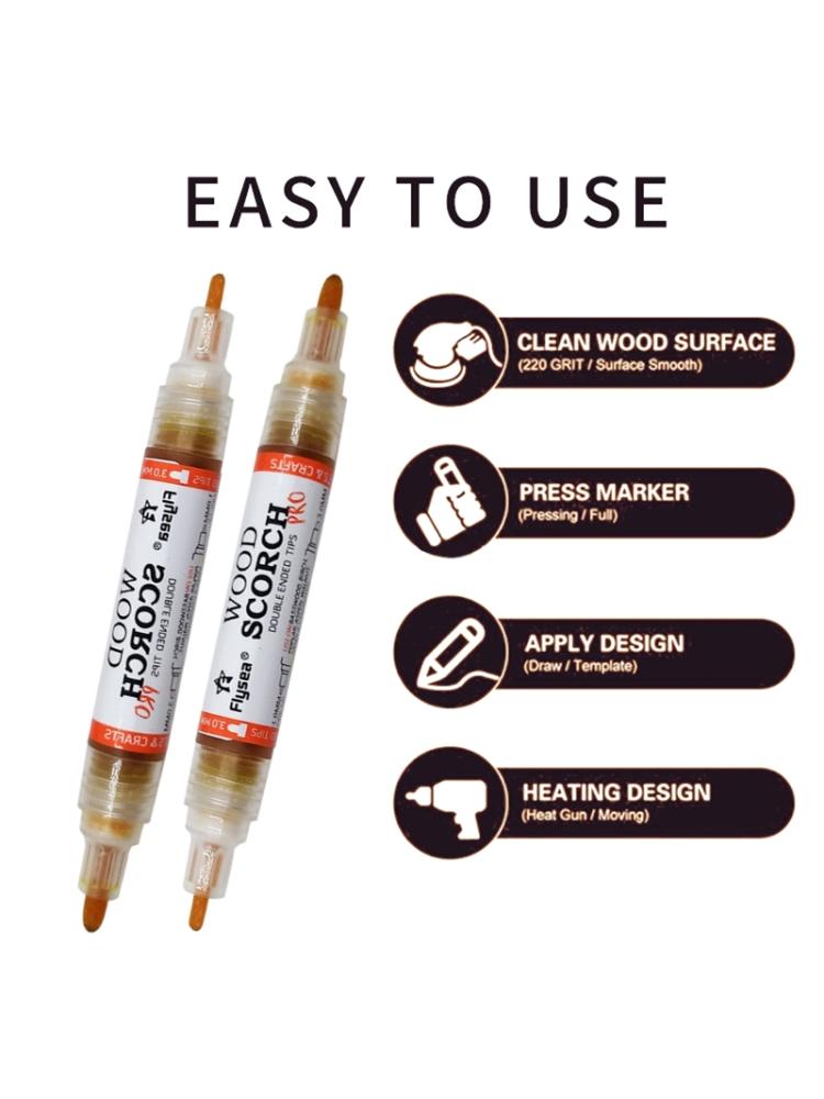 Pyrography Marker Wood Burning Pen Double Ended Portable Durable for Artists Pyrography Art Handmade Wood Crafts