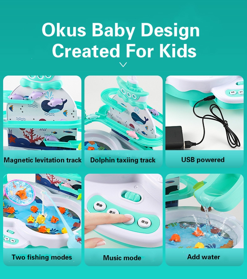 Kinderen Vissen Speelgoed Muziek Verlichting Maglev Track Vissen Speelgoed Pak ouder-kind Interactief Onderwijs Studie Speelgoed Spel