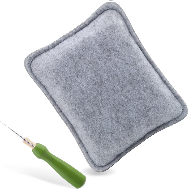 Base de fieltro de aguja, almohadilla de fieltro en seco, juego de iniciación de fieltro con soporte para agujas de fieltro y agujas de fieltro para manualidades DIY: Gris claro