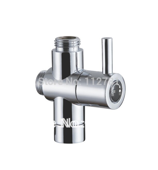 100% Kwaliteitsborging T-adapter Messing Valve Core Massief Messing Chrome Gepolijst Douche Water Separator L0023-1