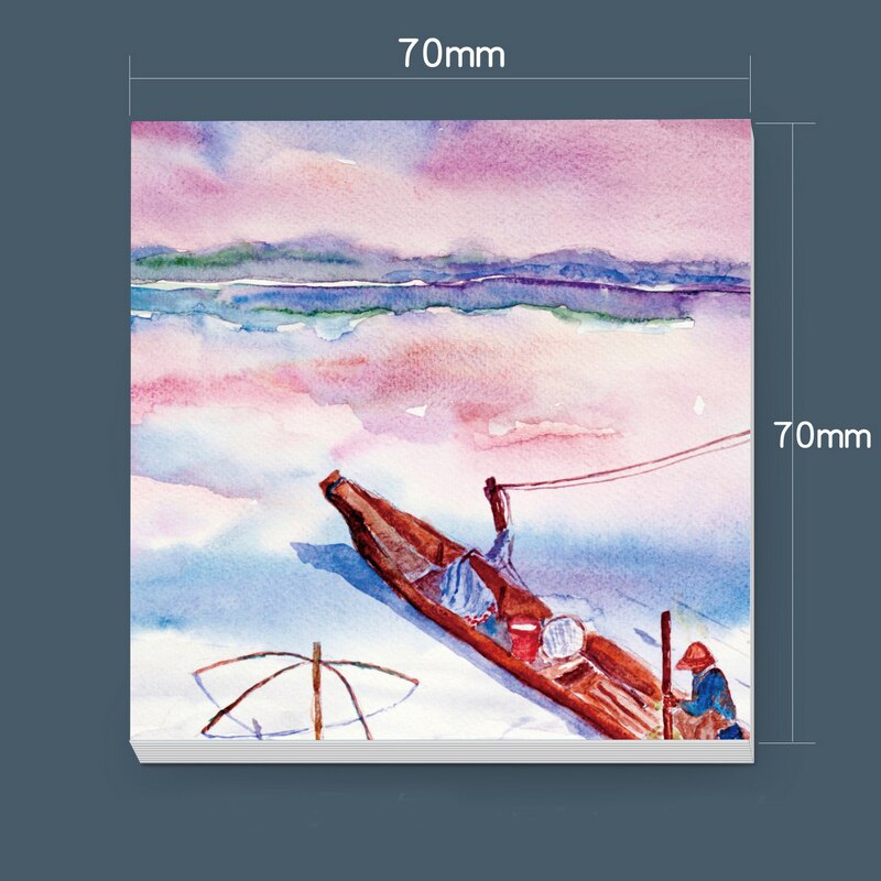 30 Sheets Cartoon Oil Painting View Memo Pad Posted It Sticky Notes Planner Sticker Notepad School Supplies Kawaii Stationery: 12