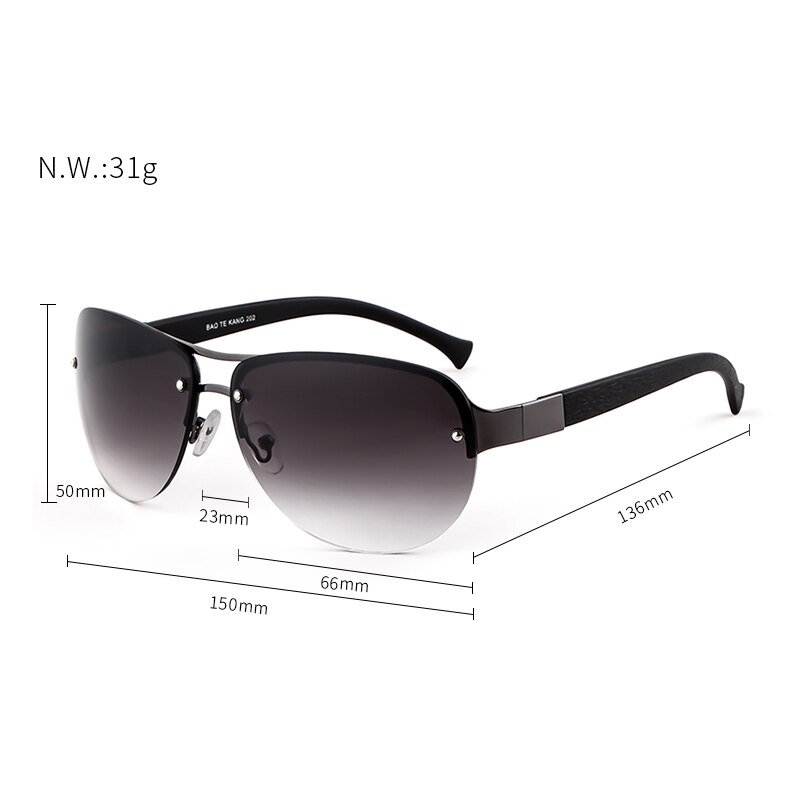 Lange Keeper Retro Randloze Zonnebril Vrouwen Mannen Zonnebril Eyewear Brillen Dubbele Balken Goggles Unisex Half Frame Mode