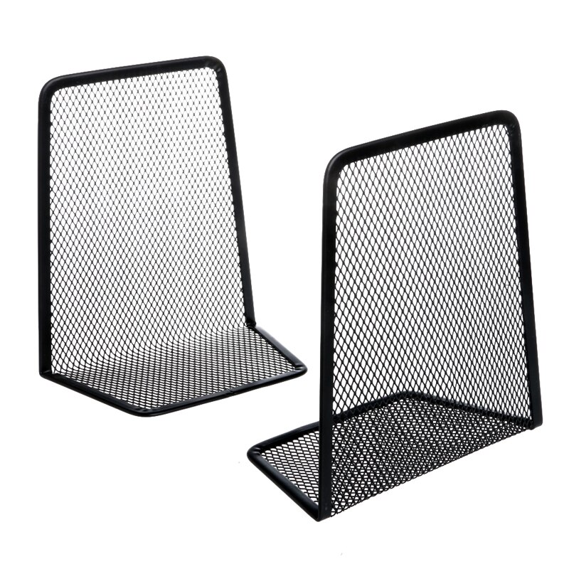 1 Pair Metal Mesh Desk Organizer Desktop Office Home Bookends Book Holder Black