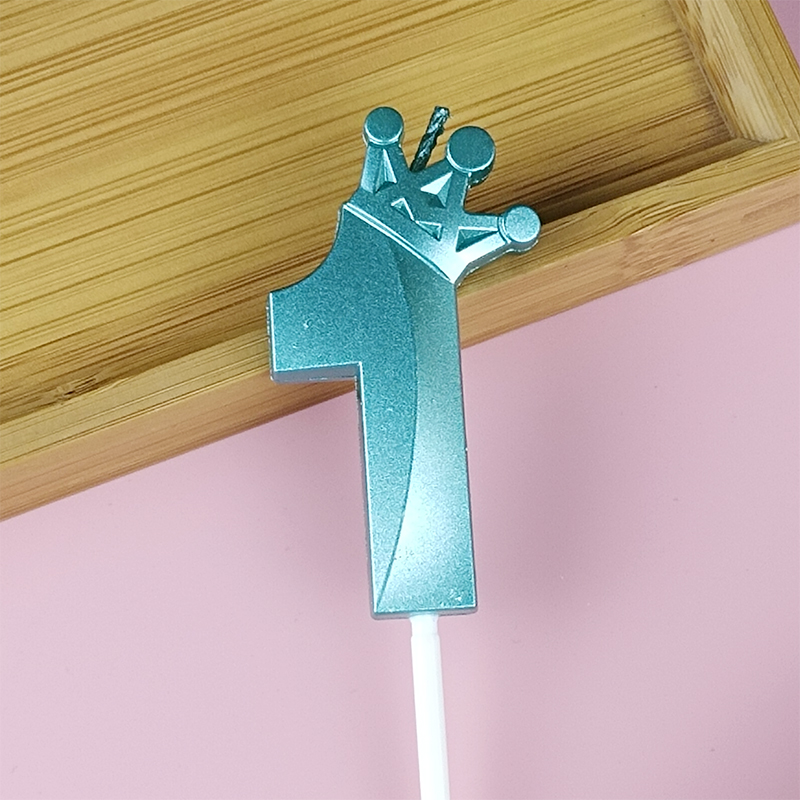 Tiffany Blue Cake Number 0-9 Candle Crown Birthday Boy Prince Party Celebration Birthday Cake Decoration