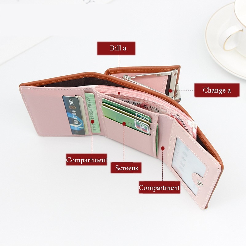 Kort damepung femtakket stjerneprintet lille møntpung kvindelig clutch mini læder kreditkortholder