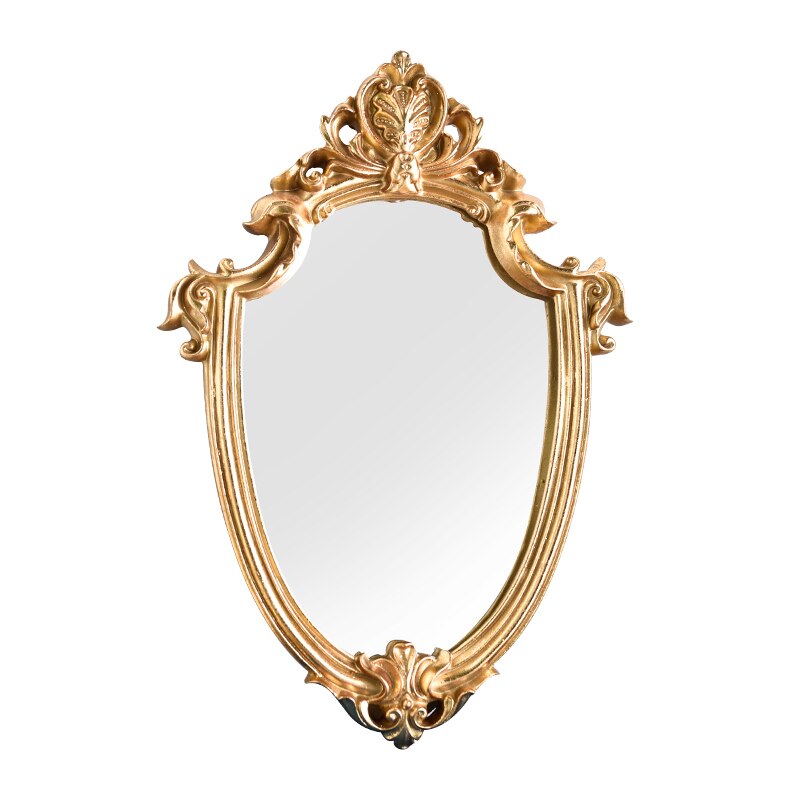 Vintage fransk palads stil guld hængende spejl vægdekoration makeup spejl til boligindretning