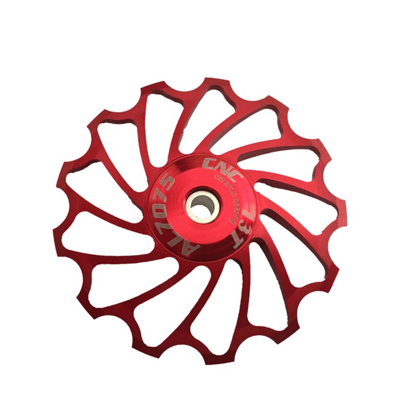 VXM MTB Road Bike Ceramic Pulley 7005 Aluminum Alloy Rear Derailleur 13T Guide Cycling Ceramics Bearing Jockey Wheel 1pcs: 13T Red