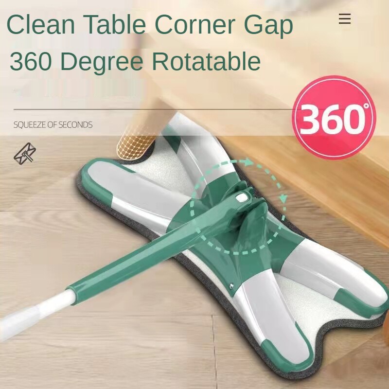 Vadrouille plate à presser de Type X, serpillière à essorer pour sol, sans mains, 360 avec 3 tampons en microfibre, outil de nettoyage ménager et humide pour la cuisine