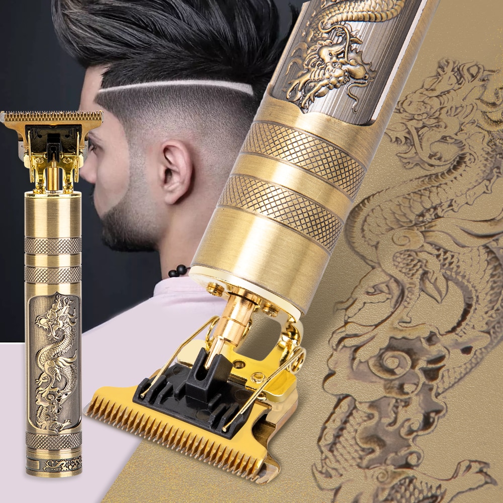 Cortadora de pelo eléctrica para hombre, afeitadora de barba de 0mm, con Máquina para cortar cabello de dragón recargable por USB