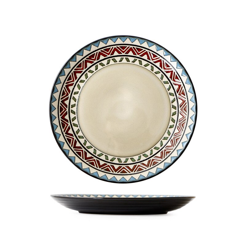 Servies Keramische Diner Plaat Set Schotel Porselein Leuke Dessertbord Servies Nordic Stijl Onderglazuur Diepe Vlakke Plaat