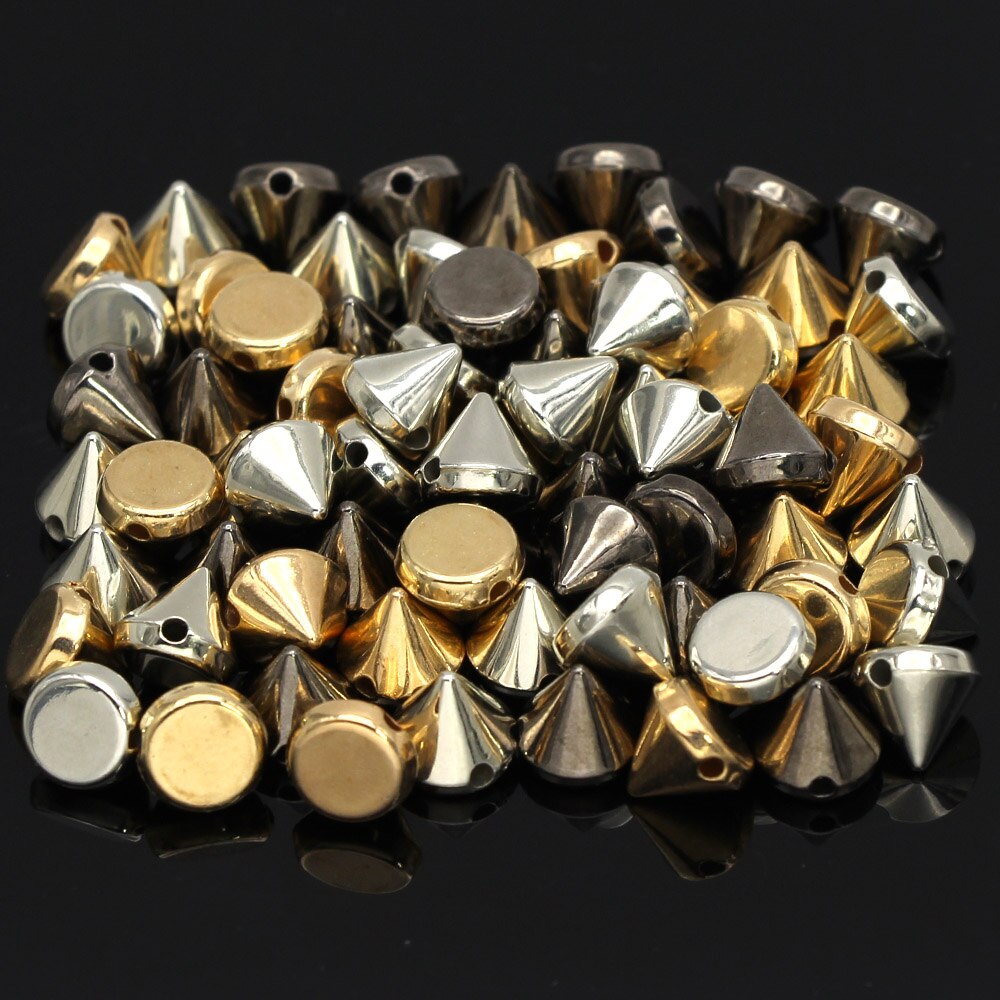 100Pcs Goud Zilver Zwart Cone Studs Plastic Klinknagel Voor Leer Craft Studs Voor Kleding Naaien Spikes Kledingstuk Punk Accessoires