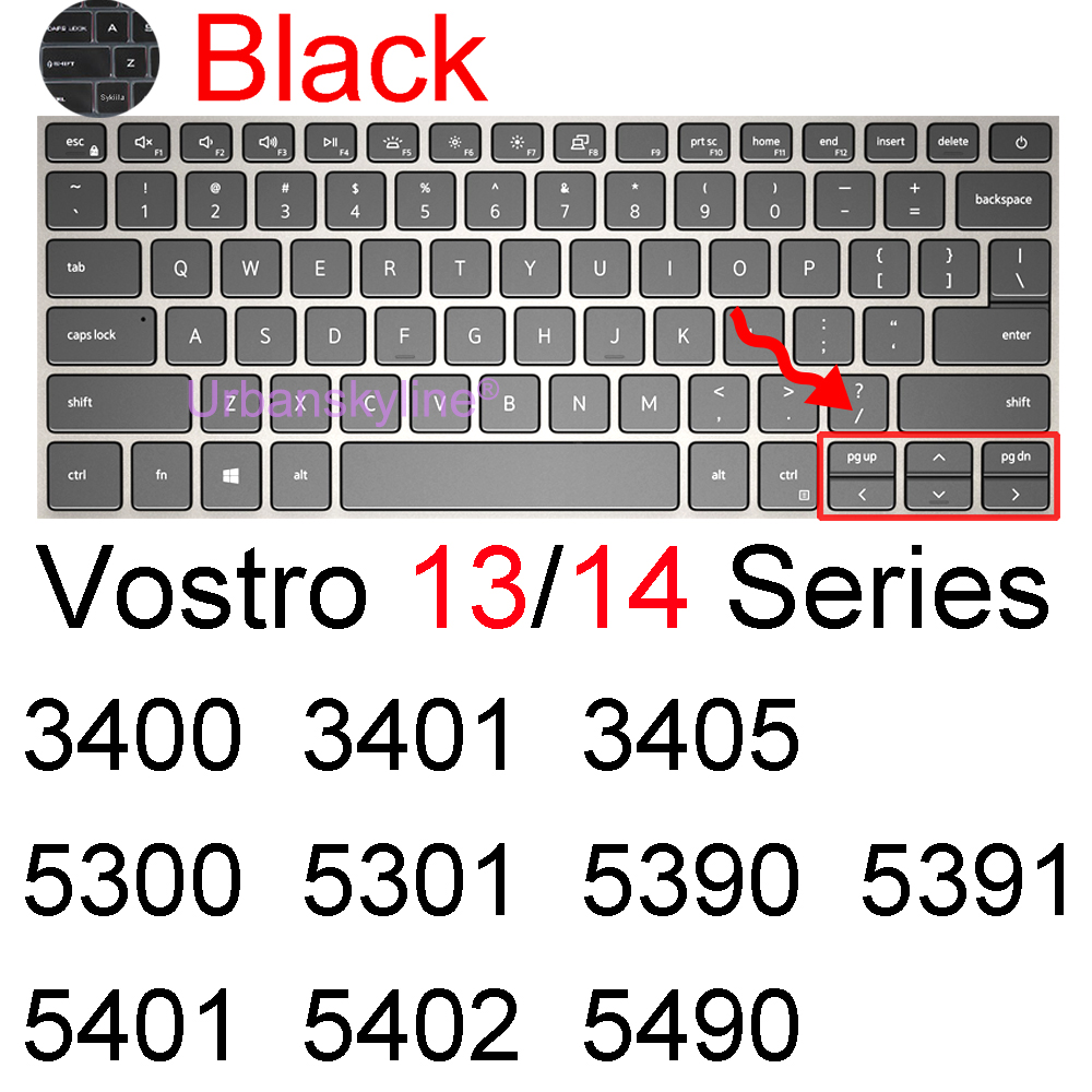 Coque de protection de clavier pour Dell Vostro 13 14 3000 5000 7000 5310 5410 5415, accessoire d&#39;ordinateur portable silicone TPU: Black 2014-2019