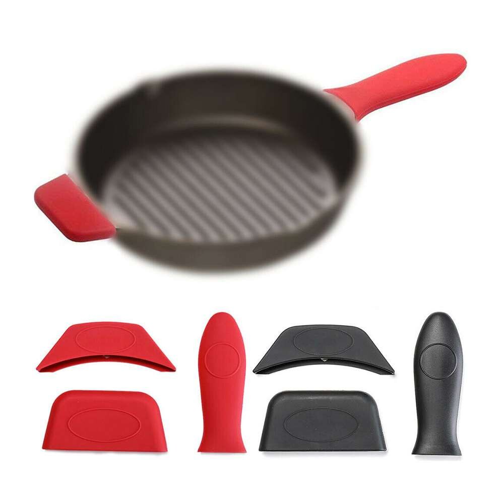 3 uds. Mango resistente a altas temperaturas Anti-escaldado Mango antideslizante cubierta de aislamiento almohadilla de silicona Wok manga de goma