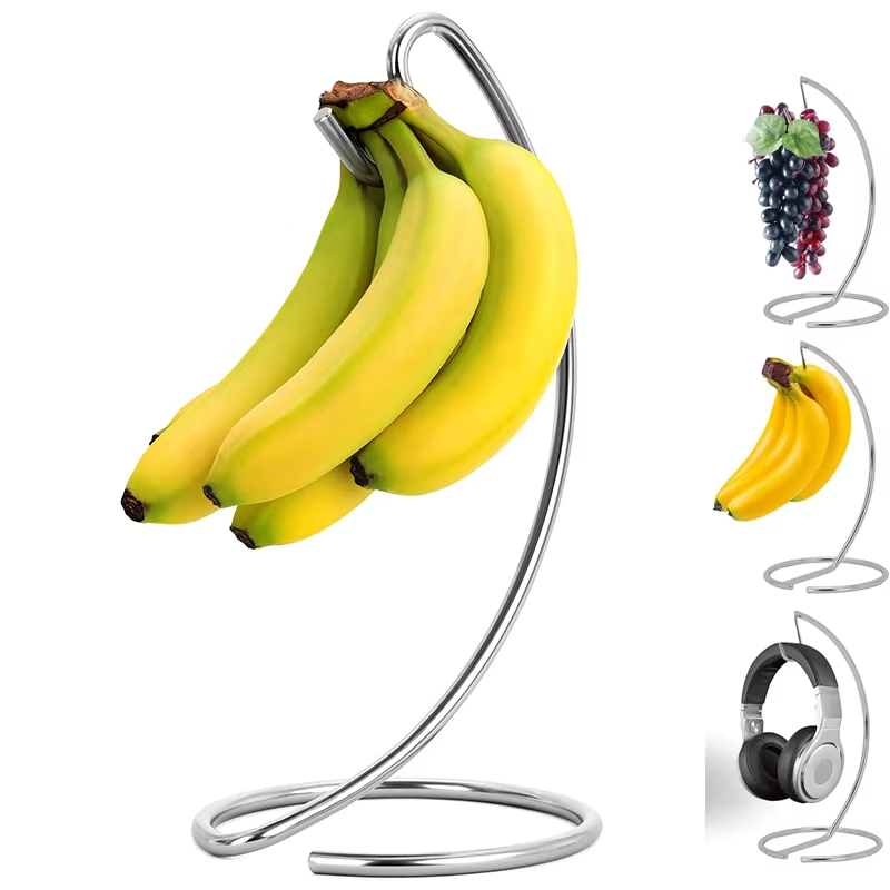 1PCS Modern Banana Hanger-Fruit Tree Stand with Stainless Steel Hook to Keep Bananas Fresh for Kitchen Countertop Food Storage