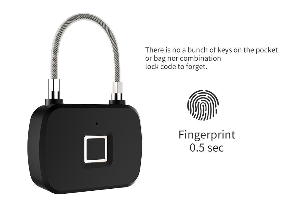 L13 fingeraftrykslås smart nøglefri anti-tyveri biometrisk elektronisk hængelås til rejsekuffert cykel fingerprint dørlås