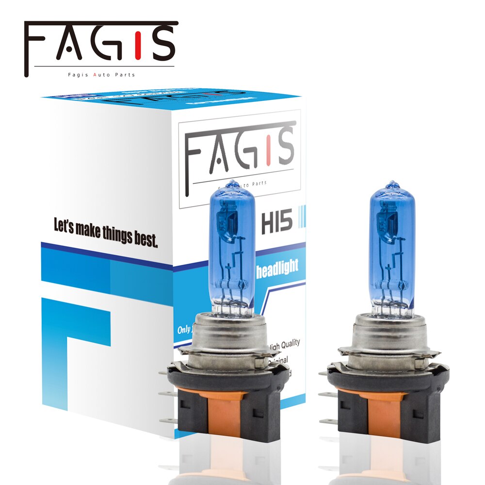 Fagis 2Pcs H15 12V 15/55W Blauw Us Quartz Glas 4800K Super Witte Auto koplamp Lampen Auto Halogeen Lampen Auto Lichten