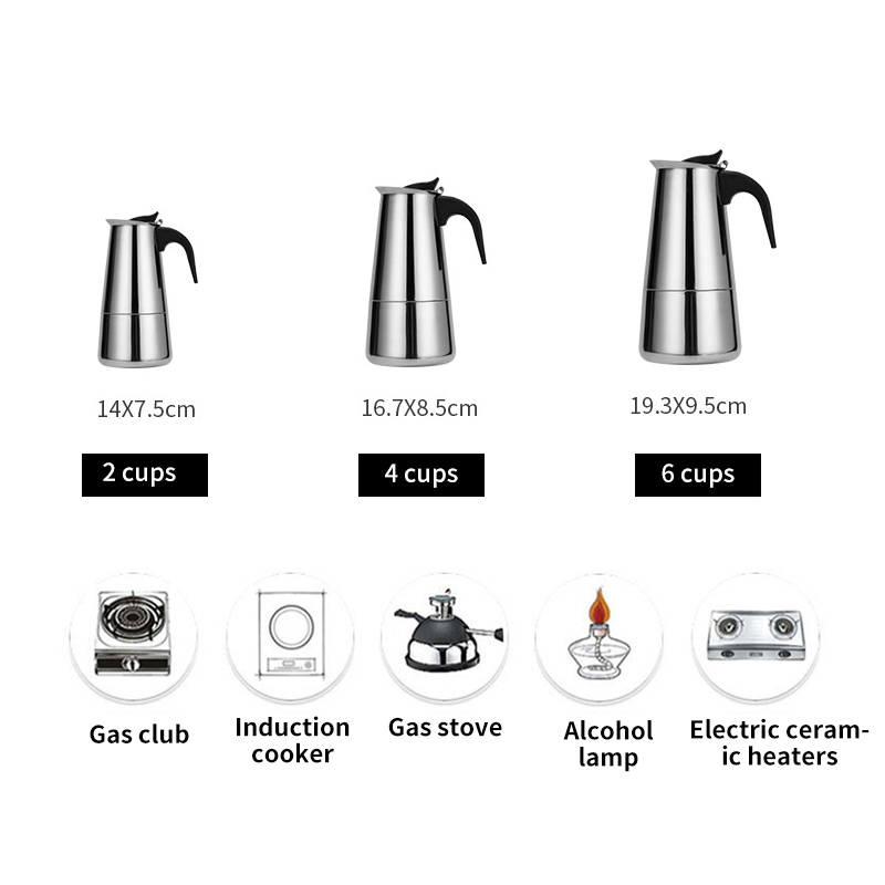 Ekspres robić kawy perkolator włoski szczyt Moka Espresso kawiarka robić Espresso perkolator 100/200/300ML zaparzacz robić kawy