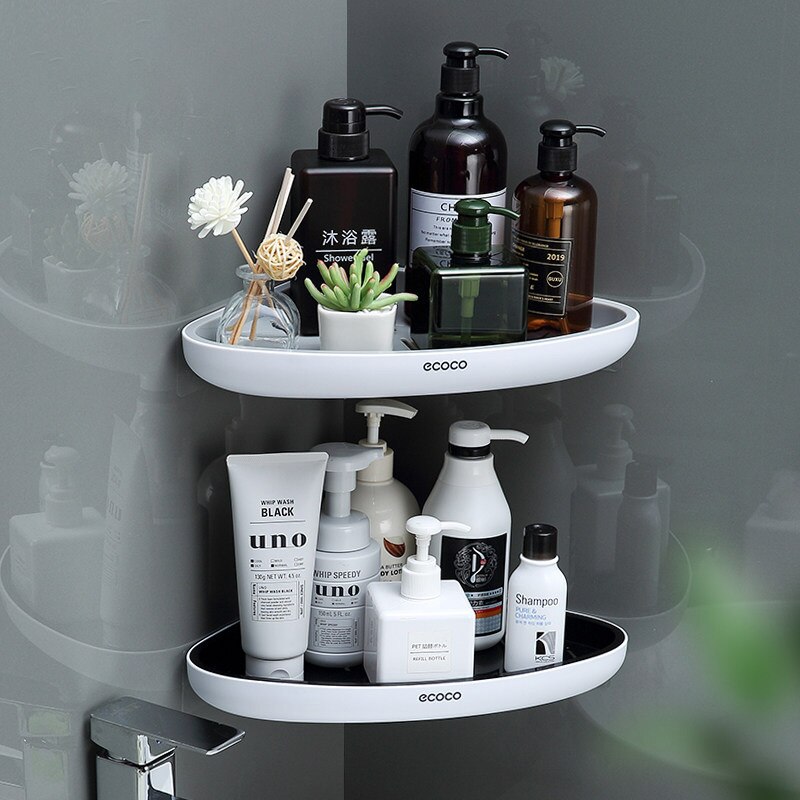 GESEW-estante de almacenamiento esquinero para baño, estantes de almacenamiento multifunción, organizador drenable para el hogar, accesorios de baño: GrayBlack