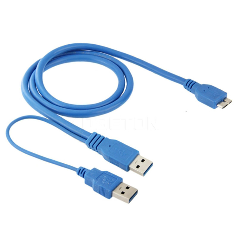 Dual USB 3.0 A to Micro-B USB 3.0 Y Cable for HDD Case Computer Cable Connector Length 50cm