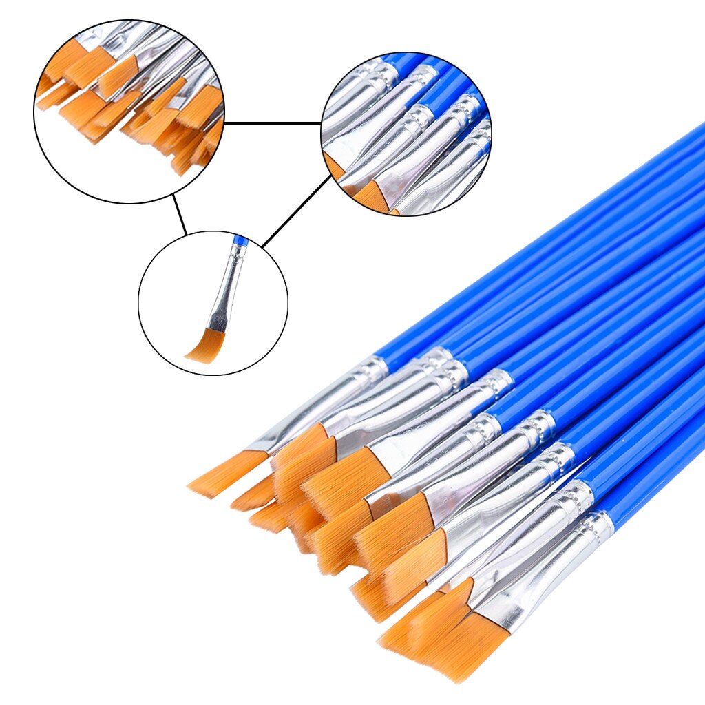 200 Pcs Flat Paint Brushes Small Brush Bulk for Detail Painting Plastic rod nylon hair flat head pen Child adult brush Z828