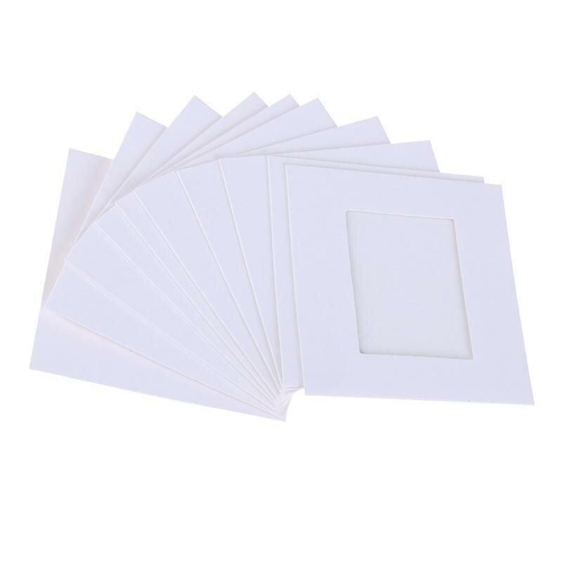 10Pcs Diy Ambachtelijke Papier Fotolijsten Muur Fotolijst Opknoping Muur Foto Foto Houder Clips Rope Voor Party Foto gereedschap: White