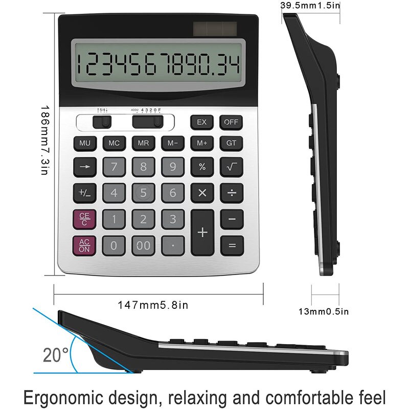 Nworld 12-digit Standard Function Desktop Business Calculator Computer keys Large-screen Solar Energy For Finance Department