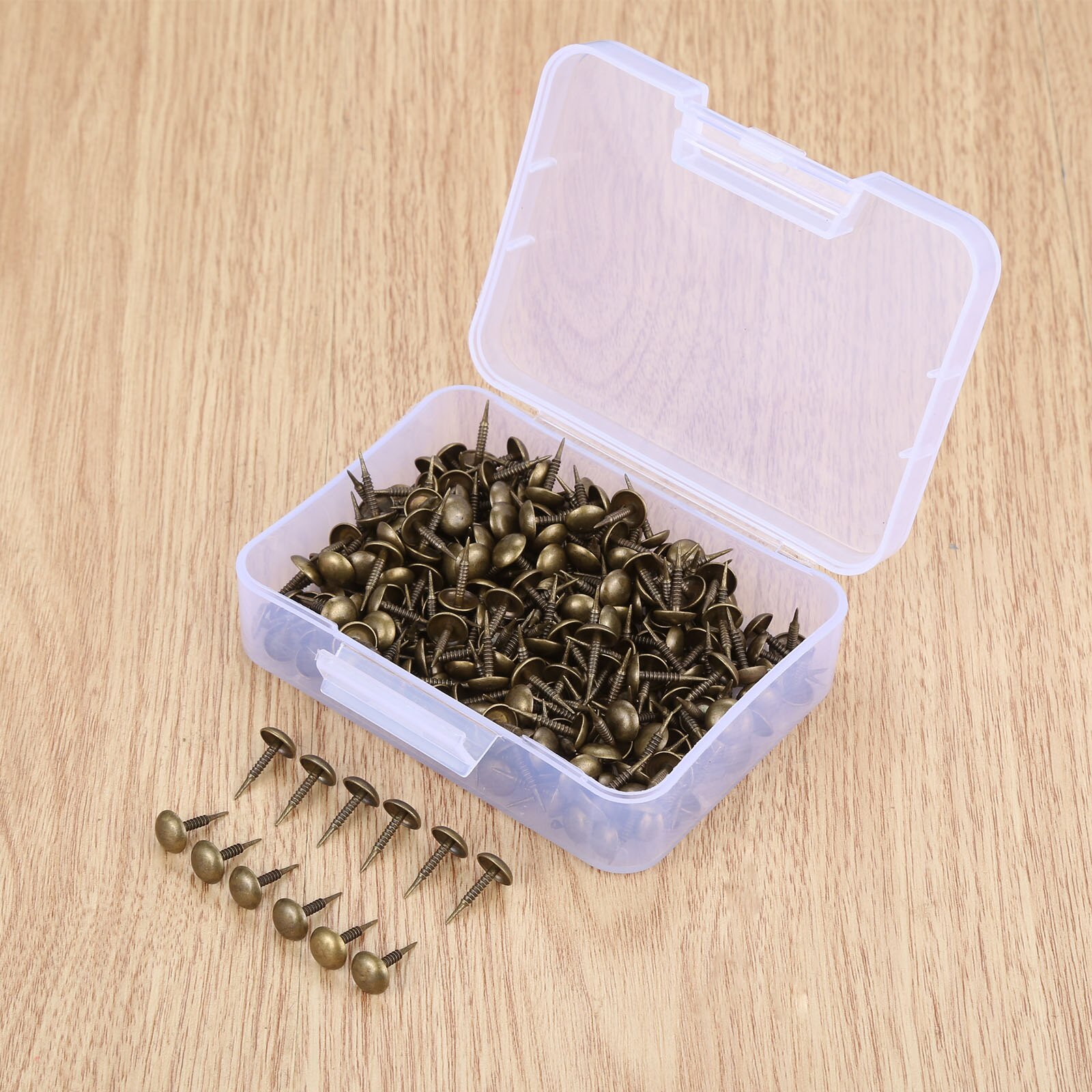 300 st 8*15mm klädsel spik smycken trälåda möbler tack stud knäppnål dörrnagel klädsel stift hantverk + förvaringslåda