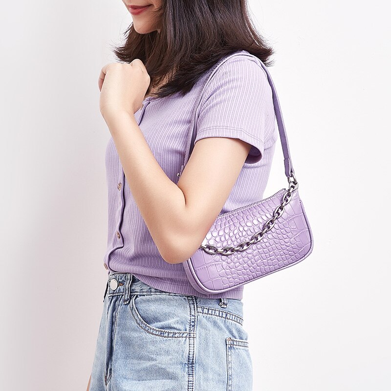 Dames Split Lederen Schoudertassen Modeketen Onderarm Tassen Voor Meisjes Kleine Vierkante Handtas Vrouwen Multi Functie Messenger Bag