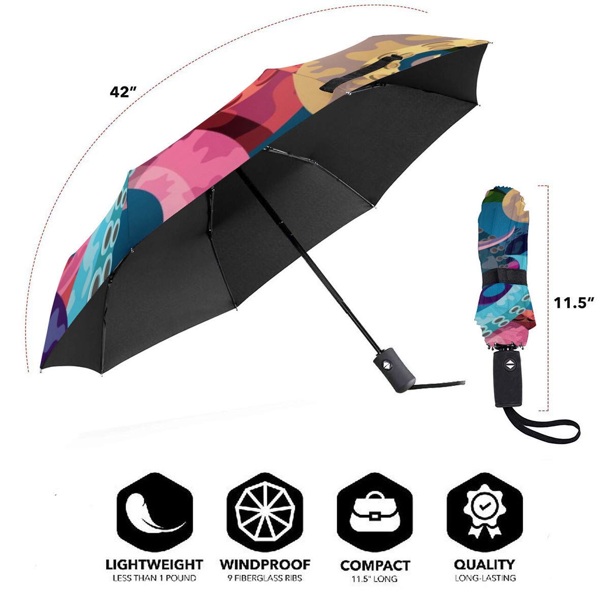 Résistant au vent pliant automatique parapluie femmes Auto poulpe tentacules coloré coupe-vent parapluies pluie pour hommes Parasol
