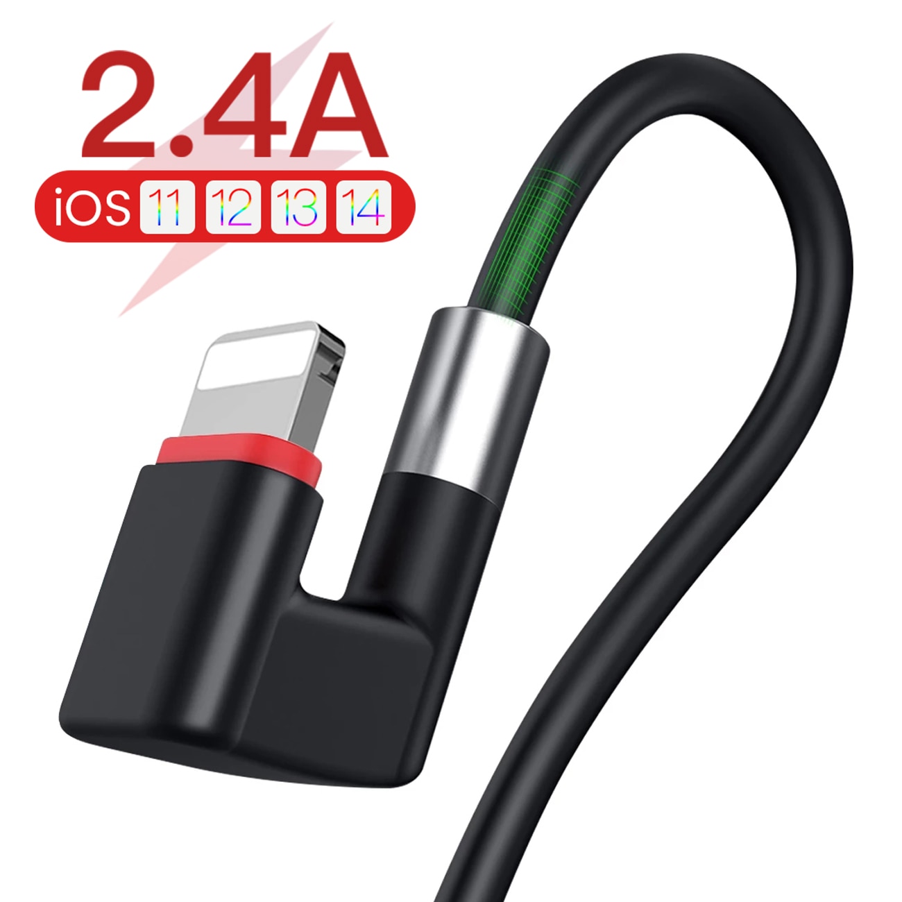 Cavo USB a 180 gradi per iPhone 12 11 X XS Max 8 7 6 5 s 6s Plus per iPad 2.4A caricabatterie cavo dati per telefono cellulare 1m