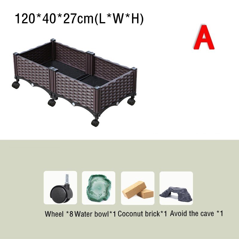 Reptile Rainforest Habitat Assembled Terrarium Insect Breeding Box Open Air Screen Cage For Spiders Tortoise Lizard With Wheel: 3