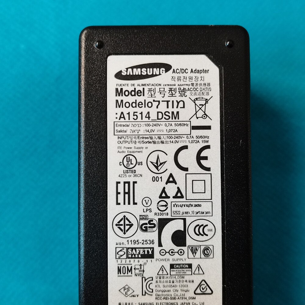 Cargador de fuente de alimentación A1514-DSM 14V 1.072A 15W, adaptador de CA BN44-00718A para Samsung S19A300B S19C150NS 19C150F S19D300NY a1514 _ DSM
