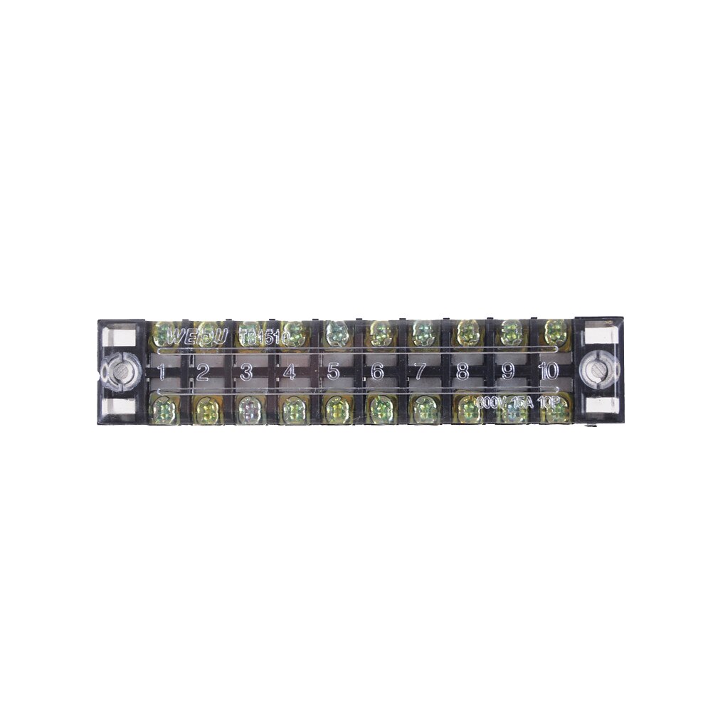 1pc Top 600V 15A 10 Positions Dual Rows Screw Terminal Block Barrier Strip Block Wire connector