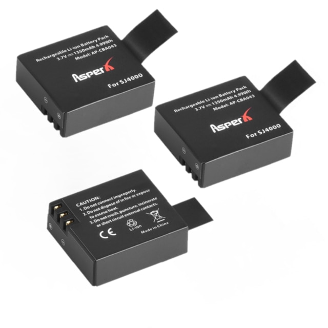 1350mAh PG1050 SJ4000 batería con cargador para SJCAM SJ4000WIFI SJ5000 SJ6000 Sj5000 WIFI M10 SJ7000 SJ8000 SJ9000 EKEN H8 H8R: 3x Battery