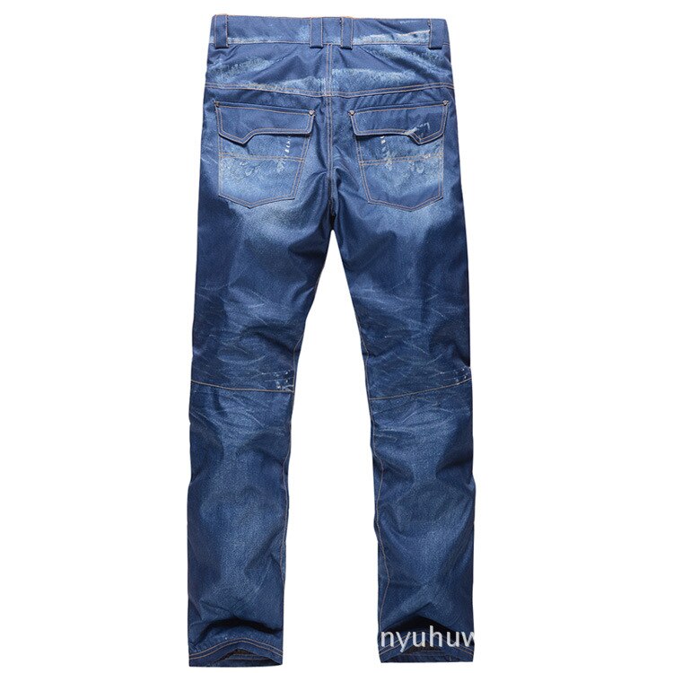 Stijl Denim Ski Broek Bretels Denim Ski Broek Mannen Schaatsen Snowboard Waterdicht, Winddicht En Warm Ski Broek