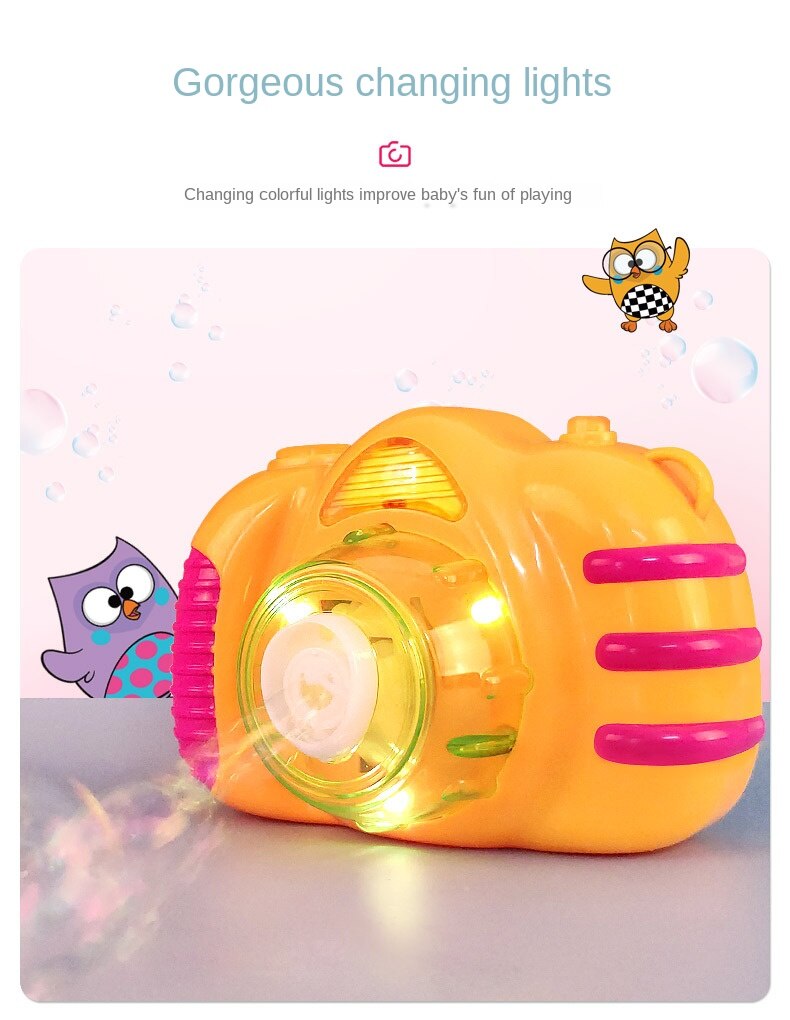 Kamera blasiert Elektrische Seife Energie Automatische blasiert Wasser blasen maschine freundlicher wasser spielzeug Musik Licht draussen freundlicher Spielzeug: Orange