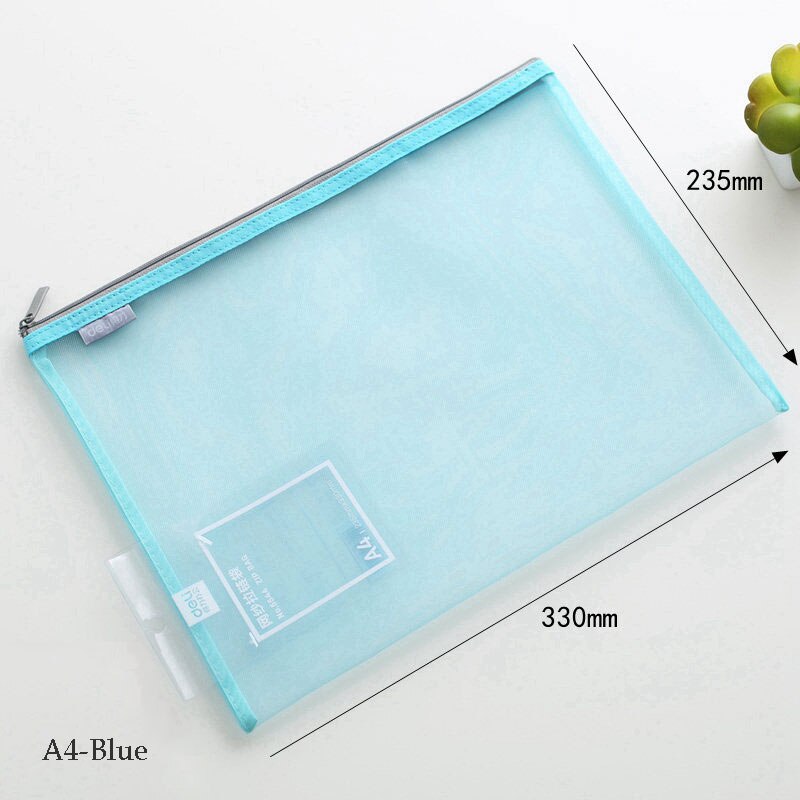 Presentation Folder Clear Grid File bag Portable Pen bags Office organizers File folder A4,A5,A6 file organizer with zipper: A4-Blue
