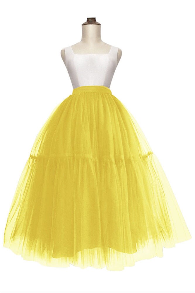 Schwarz Lange Hochzeit Petticoat Tüll Felsen Brautkleid Ballkleid Unterrock Hochzeit Zubehör: Gelb