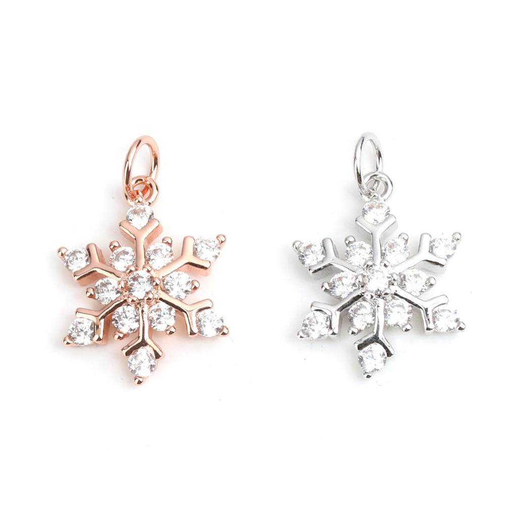 DoreenBox Serie Di Natale Pendenti E Ciondoli Ciondolo In Oro Rosa Bianco di Strass Fiocco di Neve Del Pendente di Rame per il FAI DA TE Monili Che Fanno 20x14mm 1PC