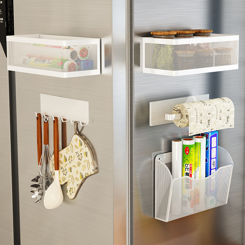Kitchen Refrigerator Side Storage Magnetic Storage Shelf Punch Free Storage Shelf Kitchen Storage Side Gap Magnet Hanging Basket