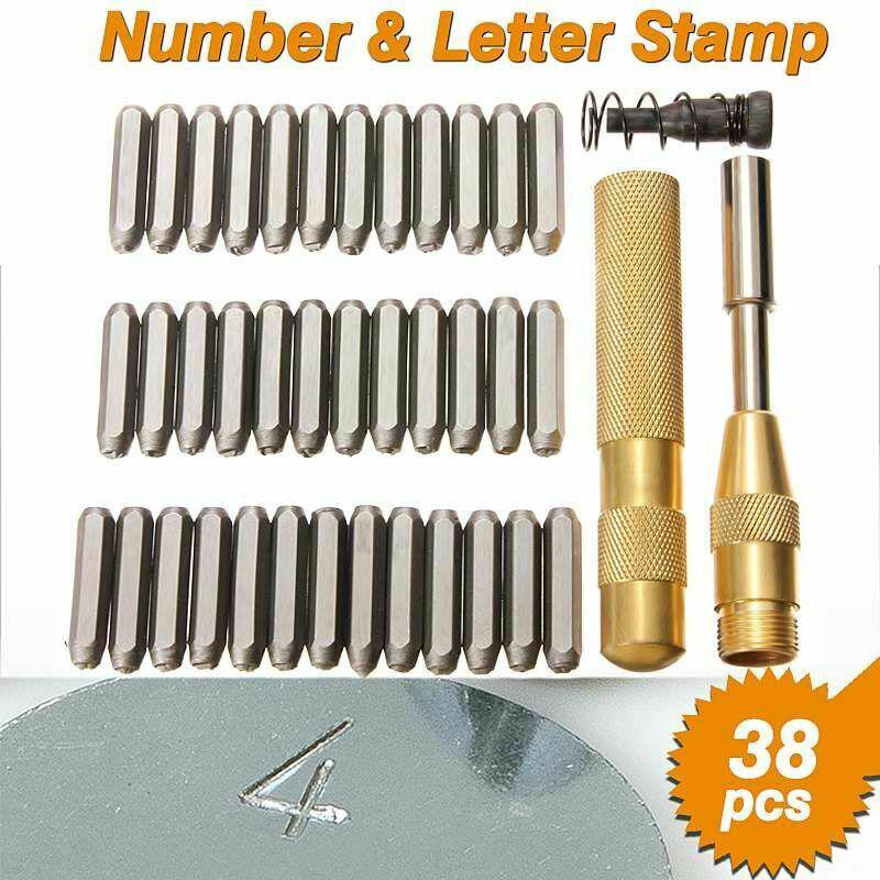 38 Pcs Steel 1/8in Automatic Number Letter Stamp Kit Metal Punch