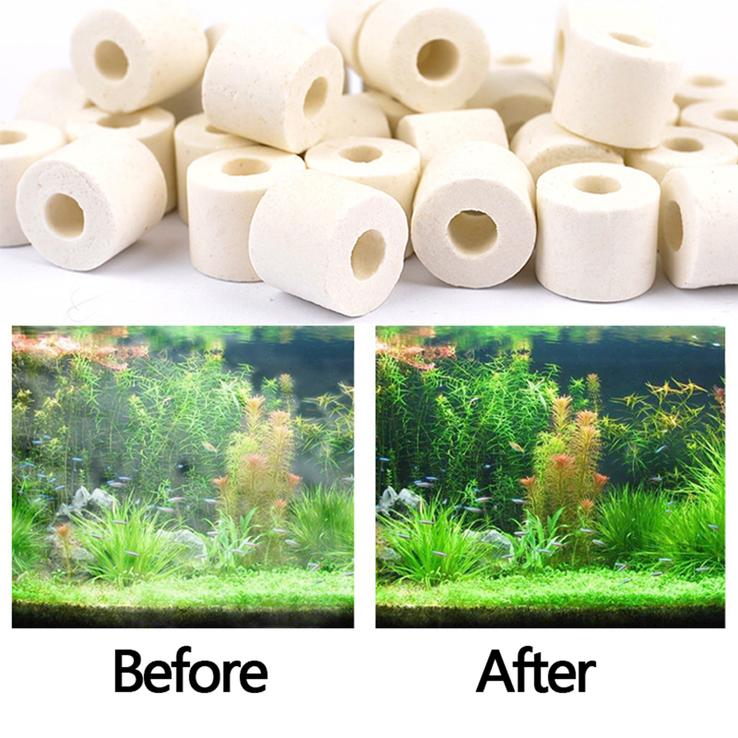 Média filtrant pour Aquarium, charbon actif, anneau en céramique, 250g, Bio boule, de l'eau, accessoires de filtre pour Aquarium