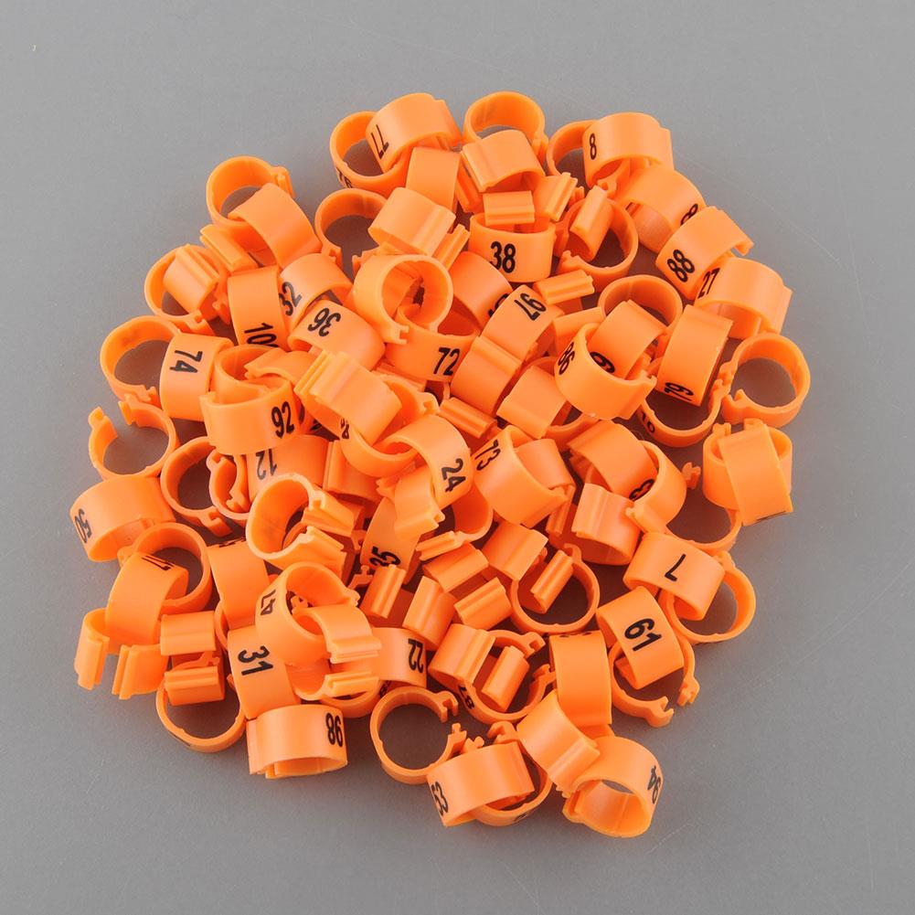 Dierbenodigdheden Vogel Been Bands Paars 100 Stuks Ringen Gevogelte Haan Papegaai 10.5 Mm Kip 1-100 Genummerde Ringen clip Huisdieren Eend Duif: orange