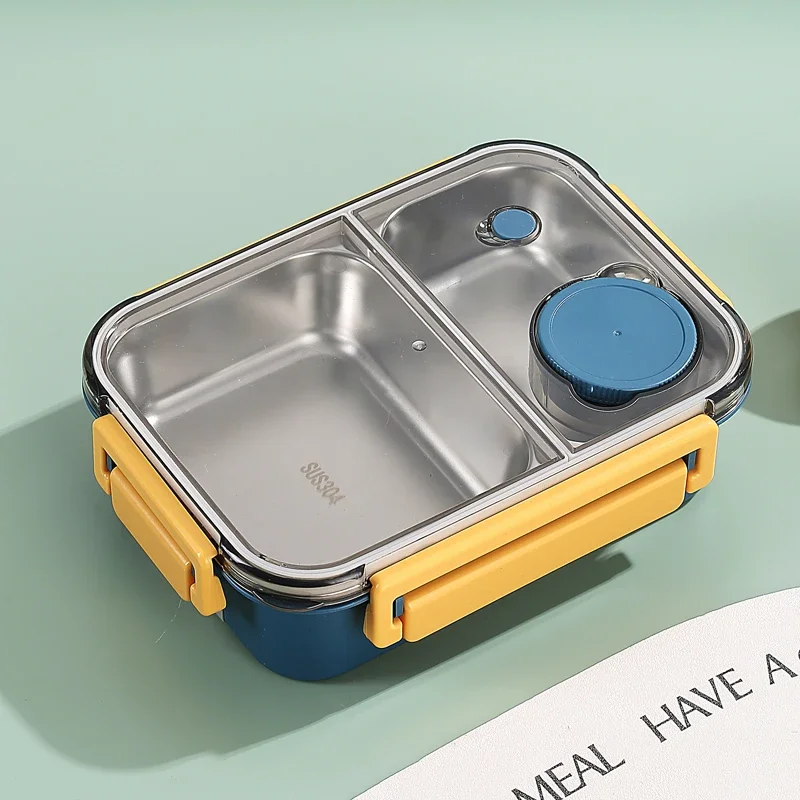 Lunchbox van 304 roestvrij staal met servies voor volwassenen Kinderen Lekvrije lunchcontainer Draagbare roosters Bento Box Voedselcontainers: green