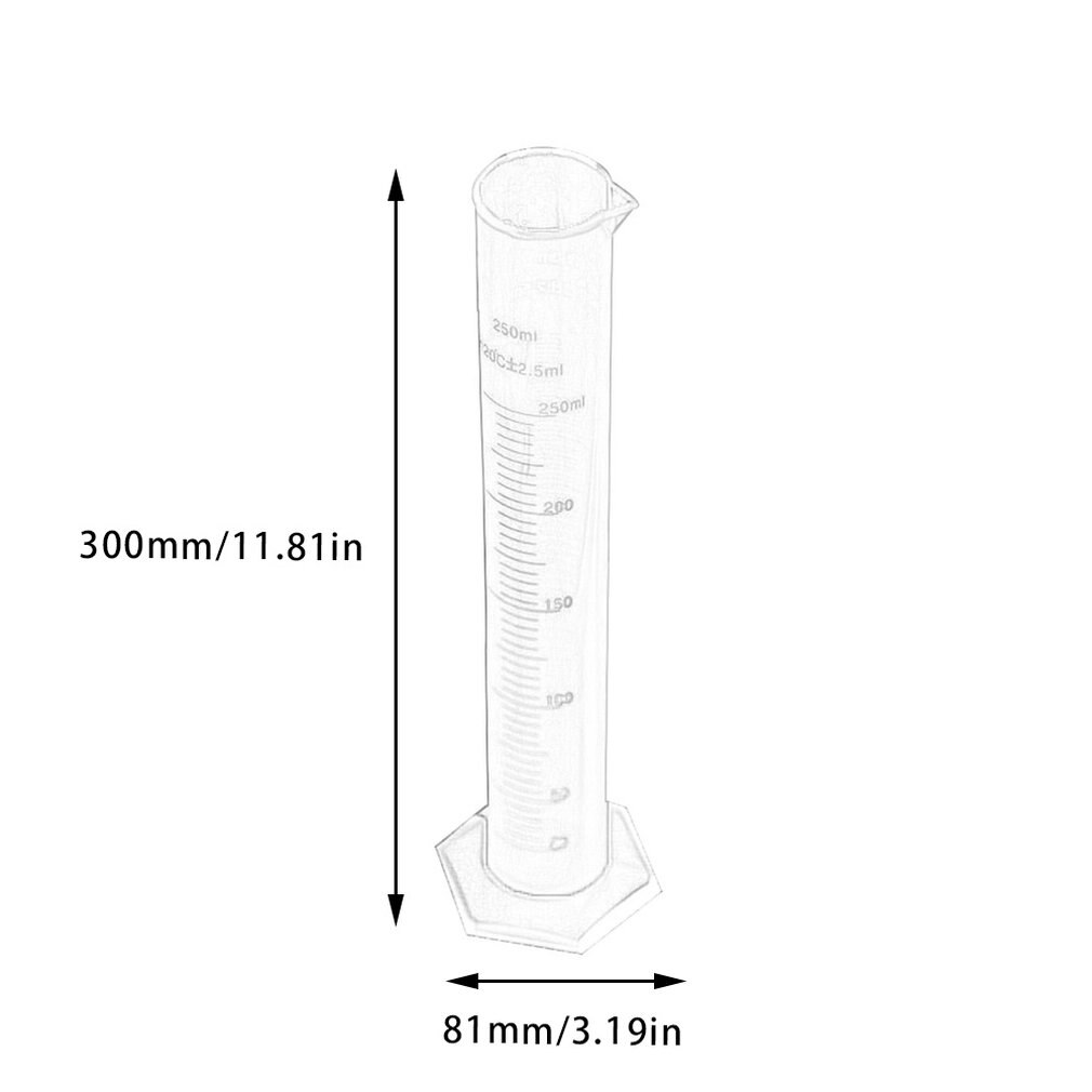 Cilindro de medición de plástico de 250Ml, cilindro de medición de línea azul, cilindro de medición de Pp resistente a ácidos y álcalis