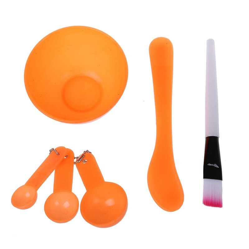 Gezichtsverzorging 4 In 1 Diy Masker Mixing Bowl Stick Brush Gauge Set Oranje