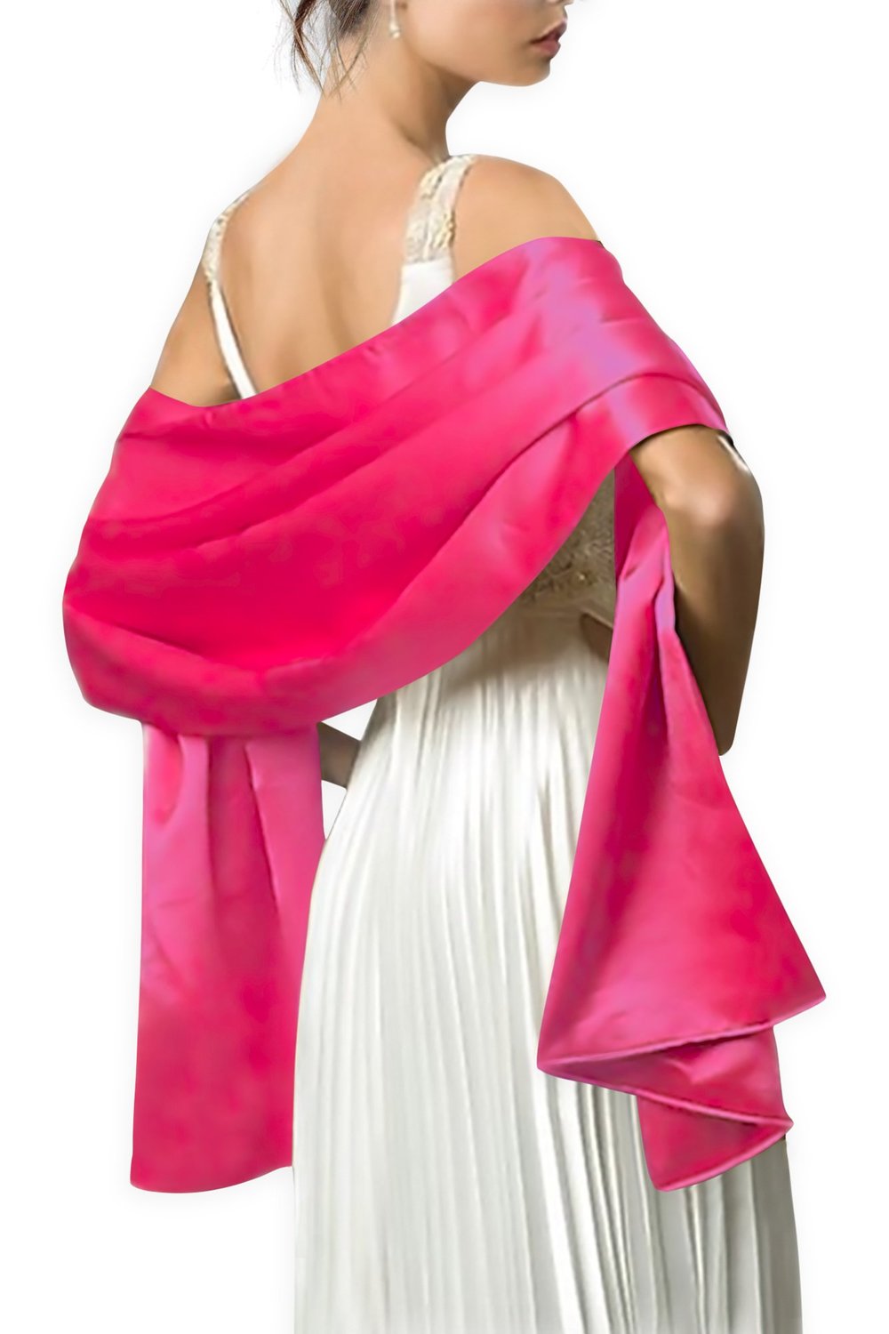 Satynowy wieczór weselny formalny Prom Cocktail Wrap Cape szalik ślubny szal 150CM długość 50CM szerokość.