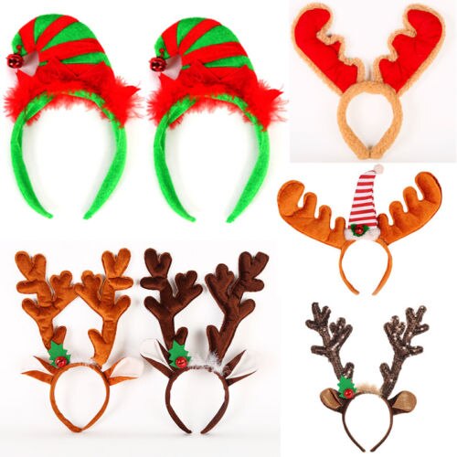 Au Reindeer Antlers Hoed Kerst Fancy Dress Bells Feestelijke Stag Herten Hoofdband