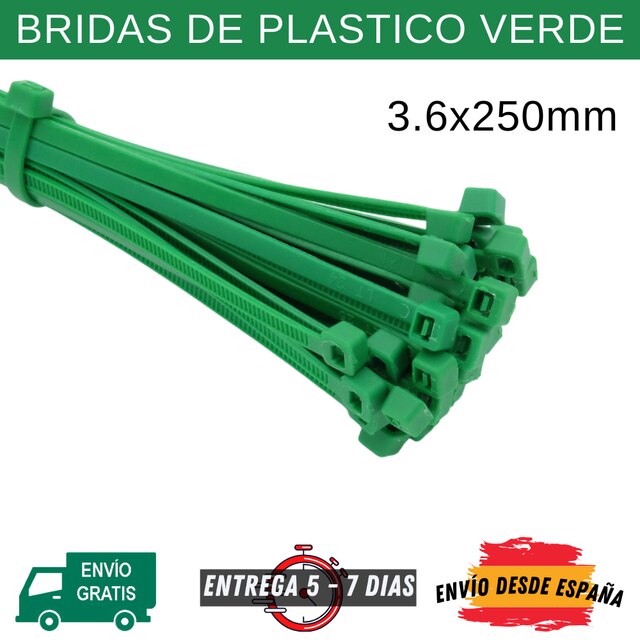 Juego de 40 bridas de plástico verde con autobloqueo, Cable de nailon 3,6x250 mm,3.6x150mm, 3.6x100mm: Bridas verde 3.6x250